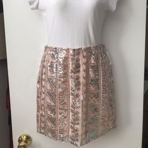 Light Pink Sequins Mini Skirt Print
